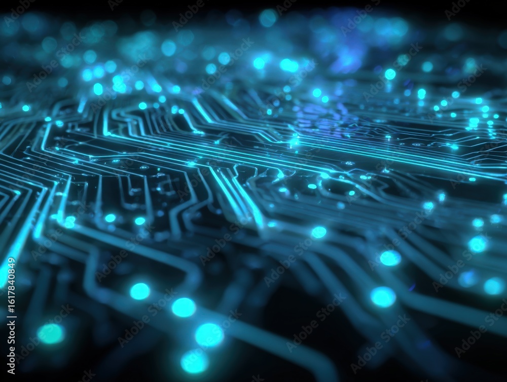 Aufkleber abstract digital circuitry background with glowing blue light effects and high-tech connectivity vis