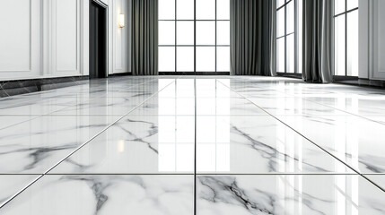 Pristine tile pattern immaculate white ceramic tiles with subtle veining perfectly aligned on a luxurious marble floor showcasing precision and elegance in interior design