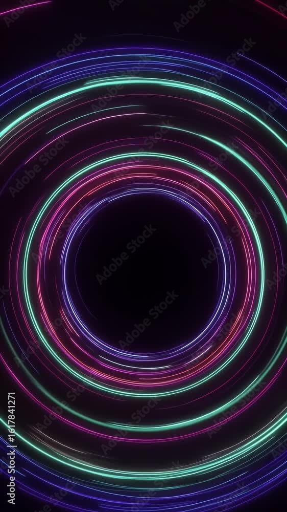 Aufkleber abstract glowing circular tunnel animation on dark background