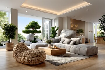 Neutral toned stylish home high resolution picture
