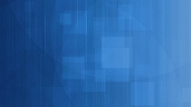 Loopable digital blue grid pattern and floating geometric shapes creates futuristic technological background