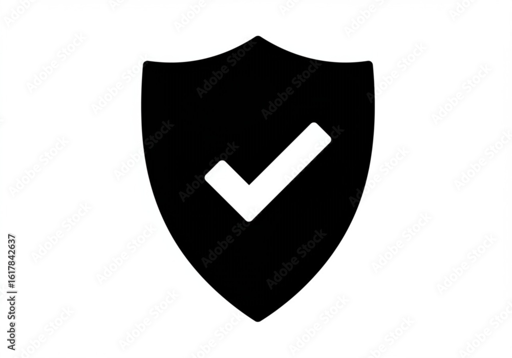 Poster a shield with check mark icon isolated on white background
