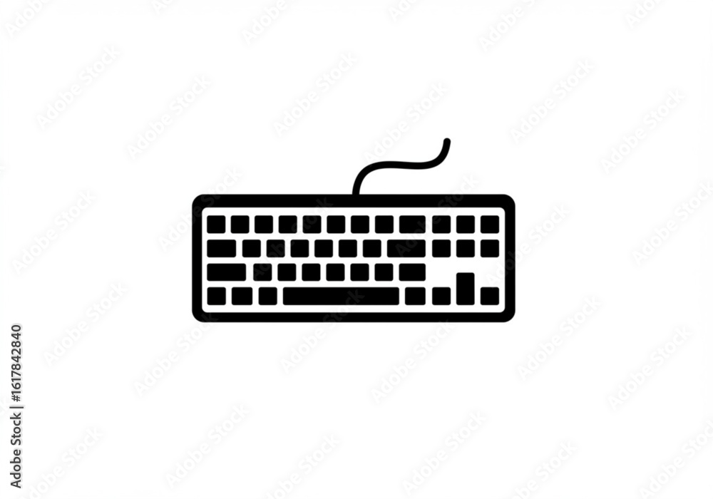Poster a black keyboard icon for computer isolated on white background
