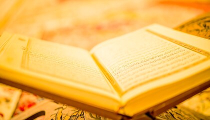 Open book, golden glow, religious text