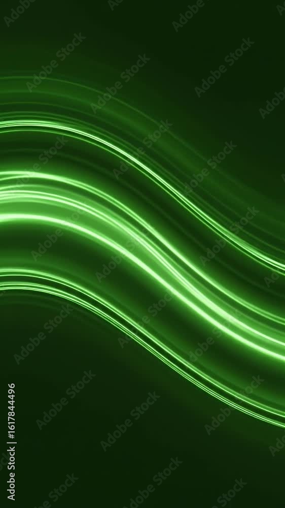 Poster abstract green lines wavy motion glowing background dynamic