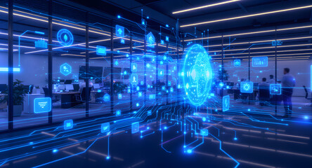 Digital Fingerprint Security and Data Flow in Futuristic Office Environment