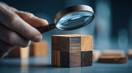 A photo of a mobile phone holding a wooden block with a magnifying glass icon next to an AI block, representing artificial intelligence used for fact-checking, data verification, and research.