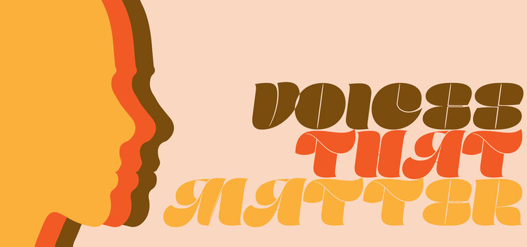 Naklejki Voices that matter inspirational and positive text and typography poster with women faces illustration