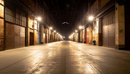 Nighttime Industrial Corridor: A Serene Urban Exploration