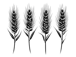 Four stylized, dark plants.  Each has spiky, textured,  dark stems and numerous small, glittering details