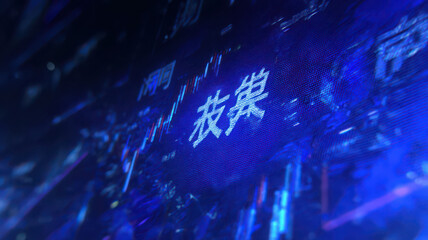 Digital financial data with blue abstract background