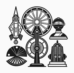 Sci fi fan collectible box design with bold black lines