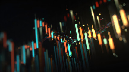 Obraz premium Abstract financial data, market trends, glowing chart
