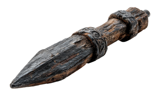 Primitive weapon antiquity artifact tribal dagger archaic wooden point ritual object spear rustic
