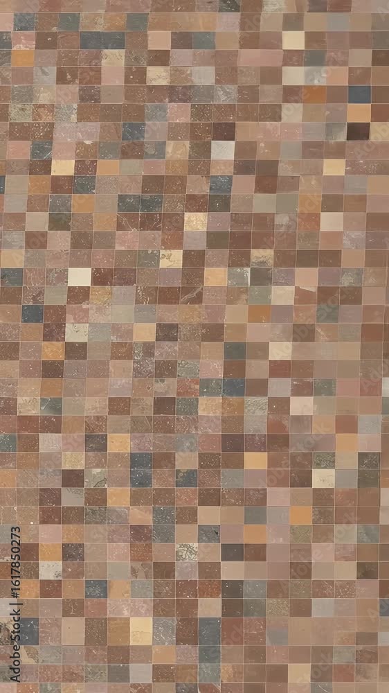 Poster abstract mosaic background in brown tones with square tile pattern