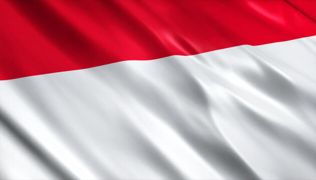 Full HD close-up of a flowing Indonesian flag fabric, with subtle wind ripples