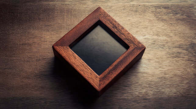 Vintage paper tag floating in blue space with abstract texture, minimalist design concept.