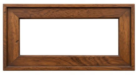 Empty rustic wooden picture frame with an antique gold border, isolated on a white background for your design or photo