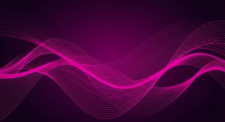 Abstract purple and pink backgrounds with futuristic wave patterns, swirling lines, and light effects create a dynamic tech-inspired design