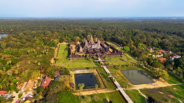 Aerial View of Angkor Wat &ndash; Majestic Temple Complex in Siem Reap, Cambodia