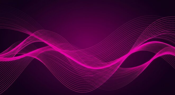 Abstract purple and pink backgrounds with futuristic wave patterns, swirling lines, and light effects create a dynamic tech-inspired design