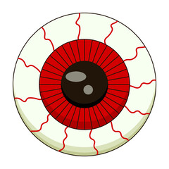 Halloween eye. Vector red eye with capillaries isolated transparent background. Perfect Halloween element for scary Halloween poster banner art template design. EPS 10