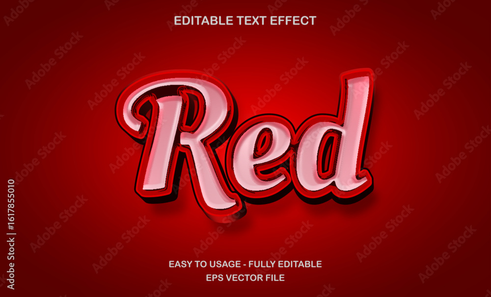 Poster editable text effect template, 3d bold red shiny glow colorful text style