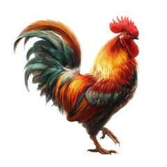 Fototapeta premium Vibrant rooster in profile view, showcasing colorful plumage and a prominent comb