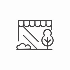storefront with trees icon sign vector