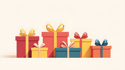 Colorful Stacked Gift Boxes With Ribbons