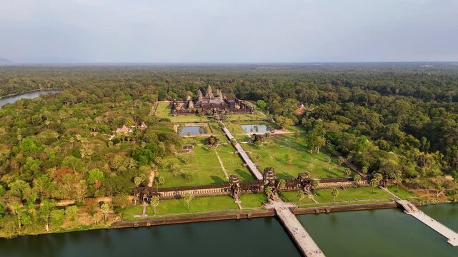 Aerial View of Angkor Wat &ndash; Majestic Temple Complex in Siem Reap, Cambodia
