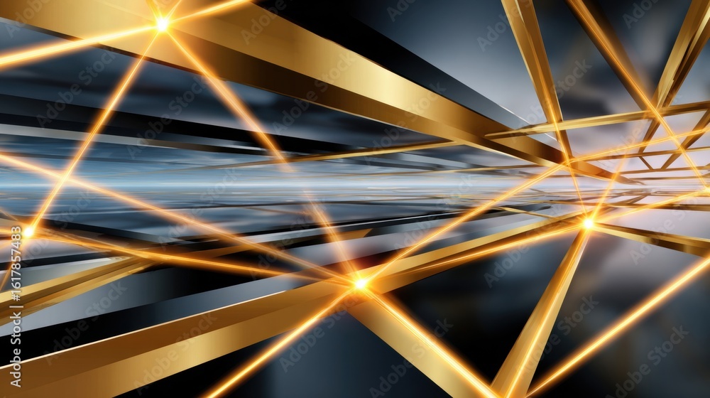 Aufkleber dynamic abstract composition featuring intersecting lines and glowing elements in a modern design.