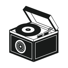 Retro vinyl record collector box outline design