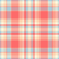 Pastel plaid pattern. Seamless coral, beige, and blue textile texture. Ideal for fashion, home decor, and website backgrounds.  Evokes a feeling of warmth, comfort, and spring.