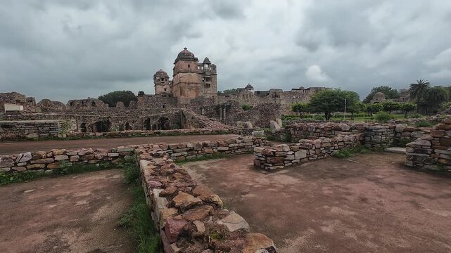 Historic Remains of Rana Kumbha Palace at Chittorgarh Fort in Rajasthan, India