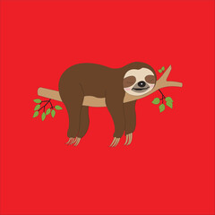 Sleeping Sloth on a Branch A Relaxing Illustration