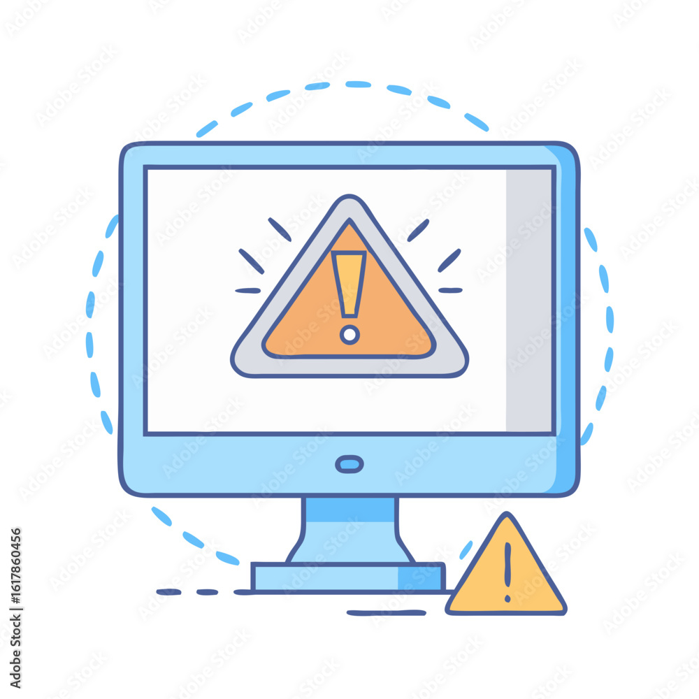 Poster warning message on a computer screen, computer error or security alert