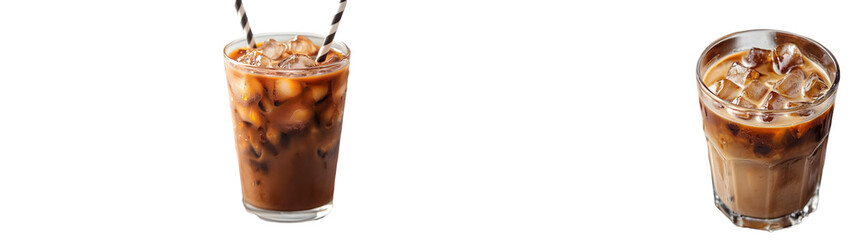 iced coffee with milk isolated on a transparent background