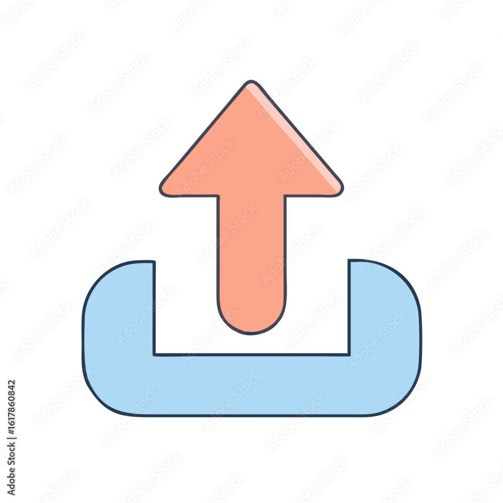 Aufkleber graphic icon featuring an arrow pointing upward emerging from a container