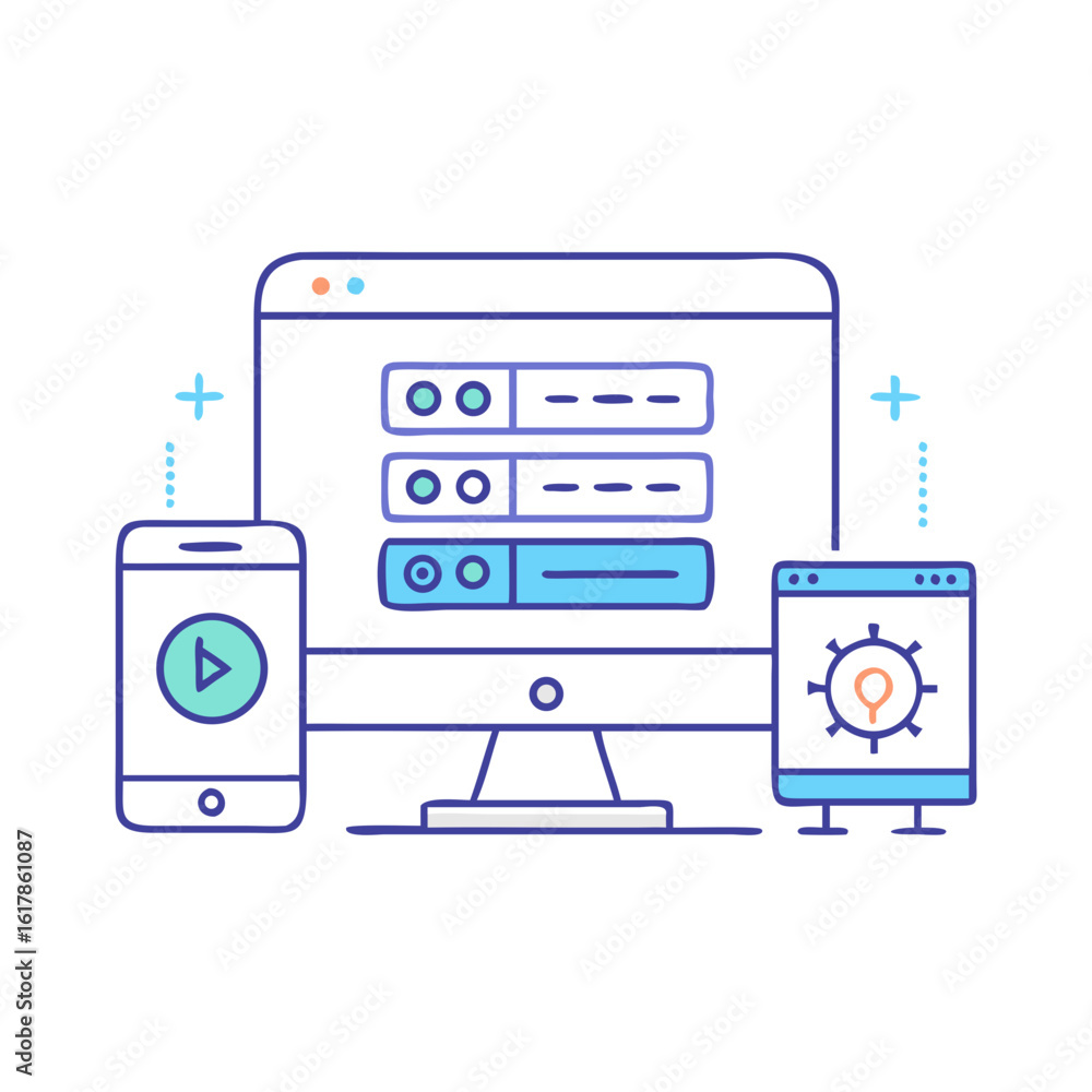 Aufkleber app development and responsiveness across devices using a computer, phone, and tablet