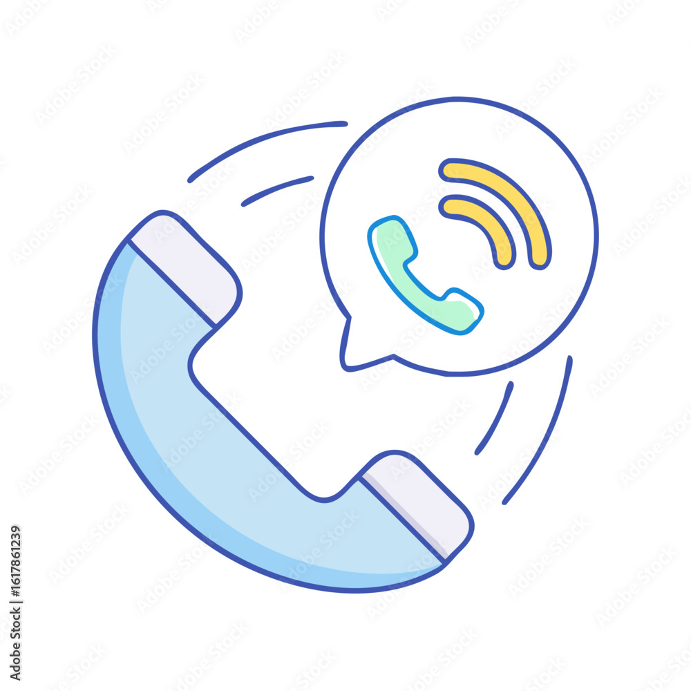 Poster incoming call notification showing phone handset and radio waves emanating from it