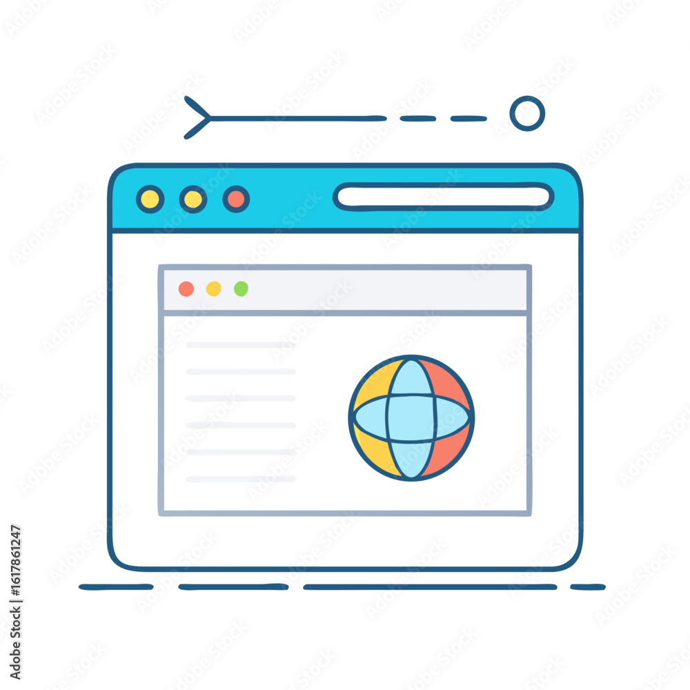 Aufkleber vector illustration of a browser window with a globe on a website