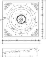 Vector sketch illustration image design background pattern ceiling roof abstract modern classic vintage ethnic traditional 