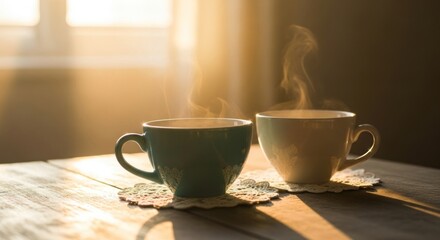 Fototapeta premium cup of coffee on wooden table