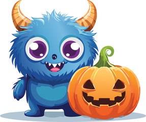Obraz premium monster and a pumpkin chibi style