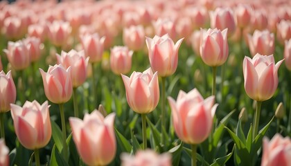 Obraz premium Pastel tulips gently swaying in the breeze