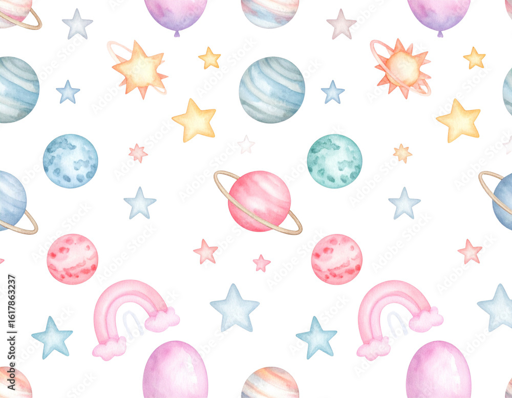 Aufkleber colorful sea shells vector icons and seamless pattern set design with a globe and flowers