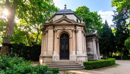 Ornate mausoleum in a park setting (1)