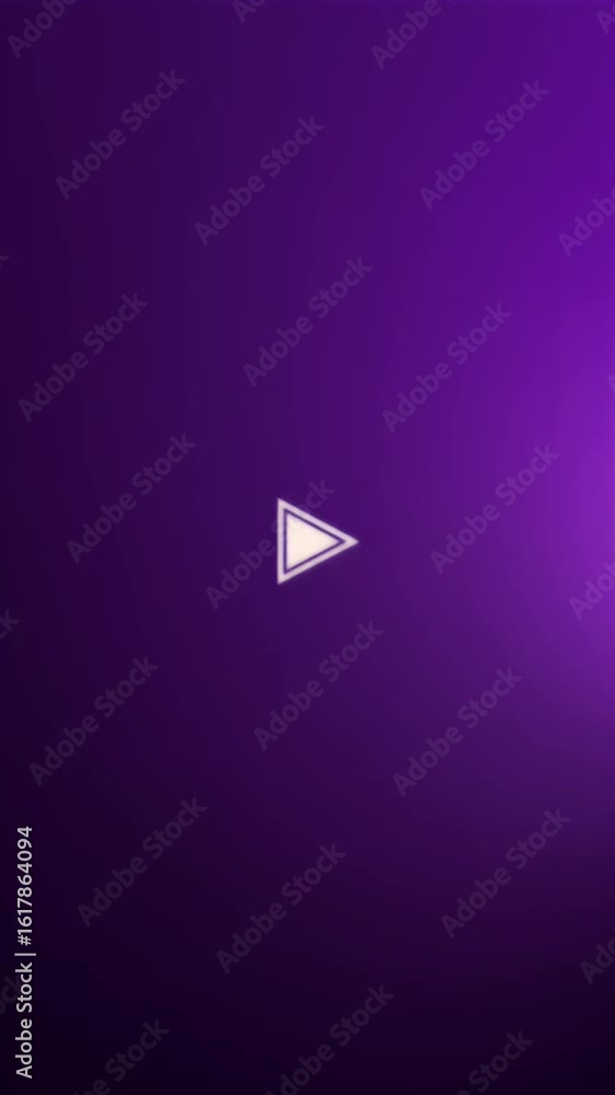 Poster animated play button on gradient purple background abstract video