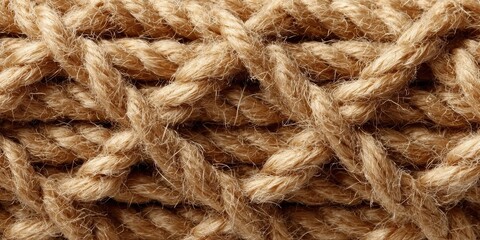 Fototapeta premium Natural Jute Fiber Rope Background with Twisted Twine and Rustic Burlap Textures for Design Use